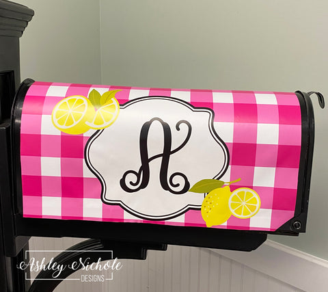 Pink Lemonade Initial - Magnetic Vinyl Mailbox Cover