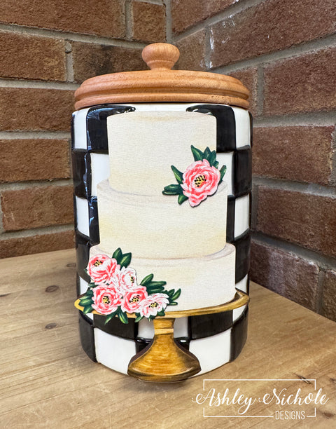 Wedding Cake with Pink Peonies - Mini Piece (Magnet/Velcro)