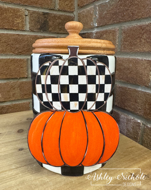 Fancy Checkered Pumpkin Stack - Mini Piece (Magnet/Velcro)