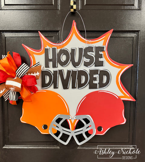 House Divided Football Door Hanger - Choose your TEAMS!