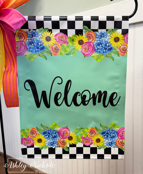 Bright Bloom Summer WELCOME - Vinyl Garden Flag