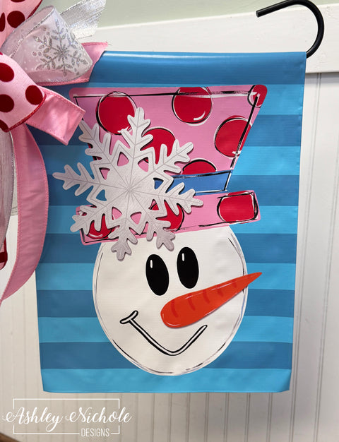Large Hat Snowman (SNOWFLAKE) - Vinyl Garden Flag