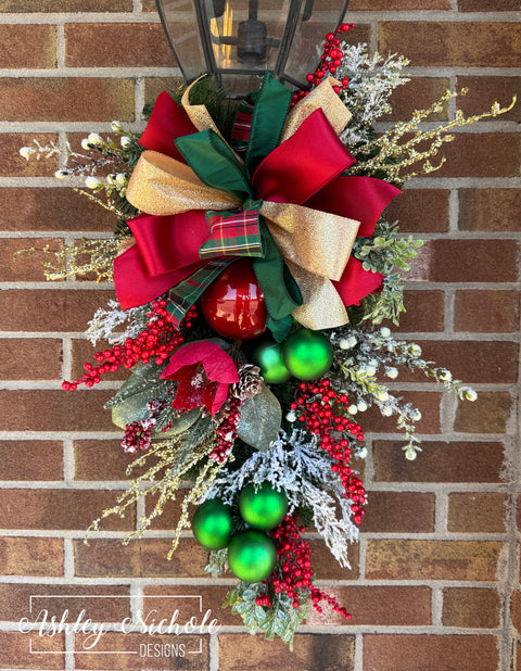 26" Decorated Evergreen Lantern Swag - Matching - Merry Magnolia and Berries Wreath
