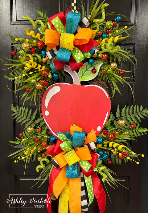 Back to School Apple Wreath
