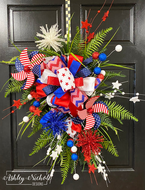 July 4th Pinwheel Celebration Teardrop Swag