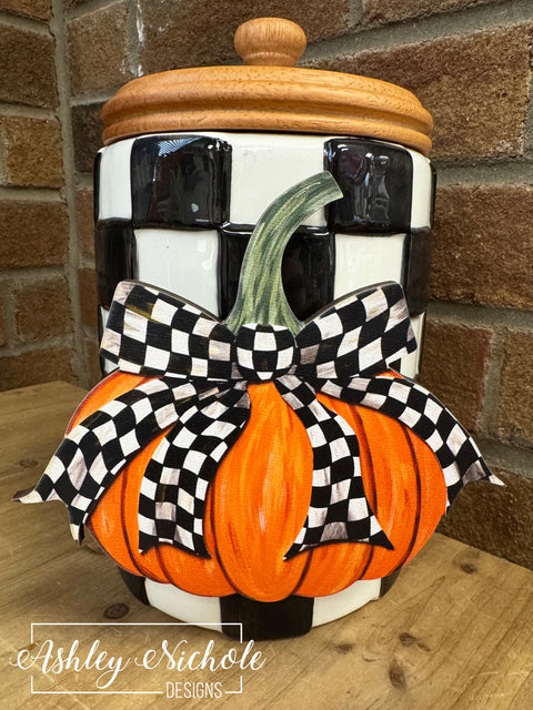 Fancy Bow - CHECKERED - Pumpkin - Mini Piece (Magnet/Velcro)