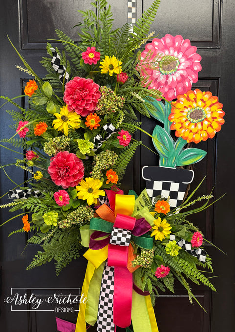 Cheerful Zinnia Wreath