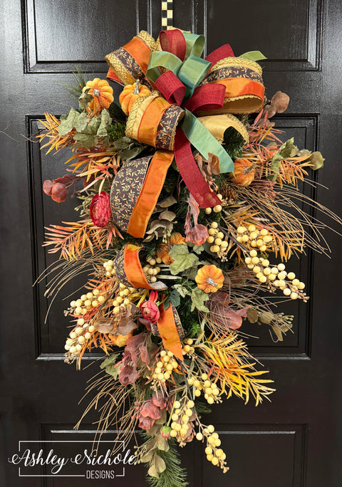 The Fruits of Fall Teardrop Swag