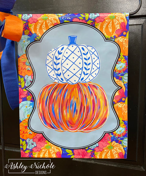 Abstract Chinoiserie Pumpkin - Vinyl Garden Flag