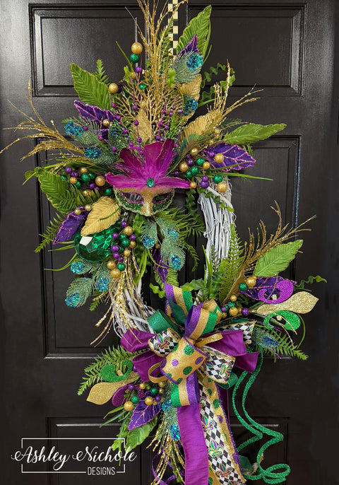 Beads & Bling of New Orleans Mardi Gras Wreath