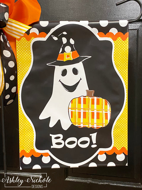 Happy Ghost Halloween - Vinyl Garden Flag