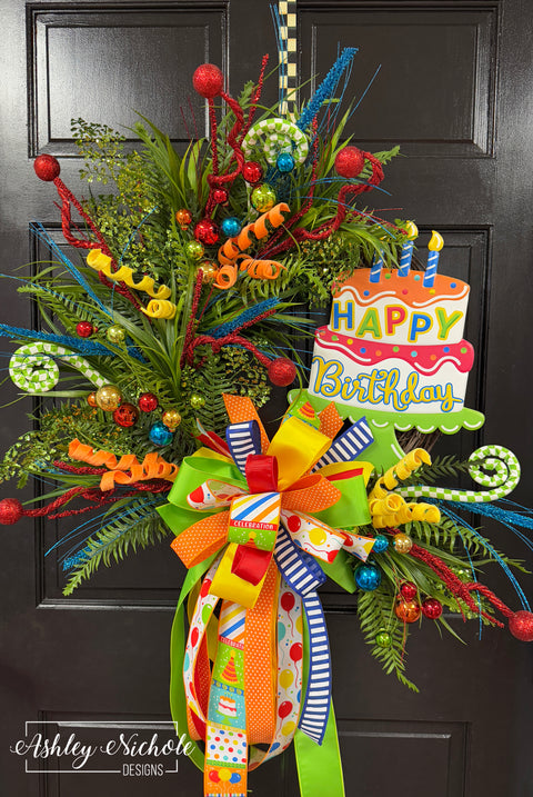 Bold Colors Happy Birthday Wreath