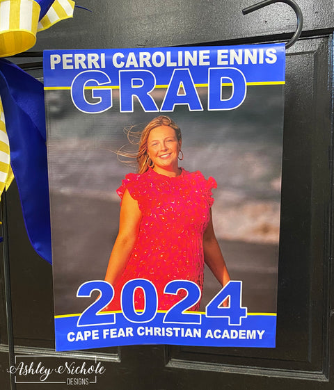Graduation Personalized Photo - DOUBLE SIDED - Vinyl Garden Flag