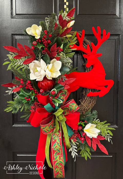 Crimson & Magnolia Elegance Wreath