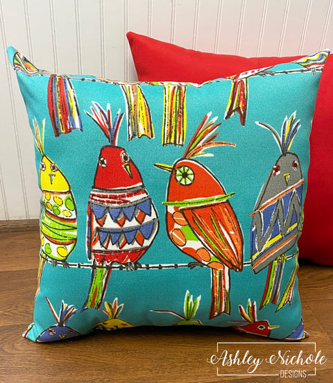 Outdoor Pillow - Sitting Pretty Birds
