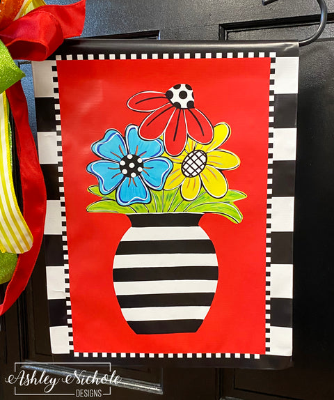 Striped Vase Flower Pot - Vinyl Garden Flag