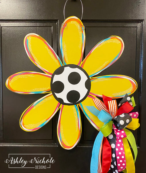 Bright & Cheerful Daisy Door Hanger - Choose your COLOR! (Hand-Painted