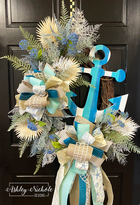 Nautical Blues Anchor Wreath