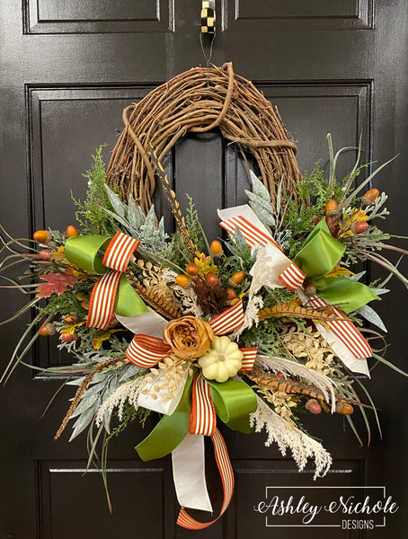 Fall Grapevine Wreath for Front Door Autumn Grapevine -   Fall  grapevine wreaths, Fall grapevine, Wreaths for front door