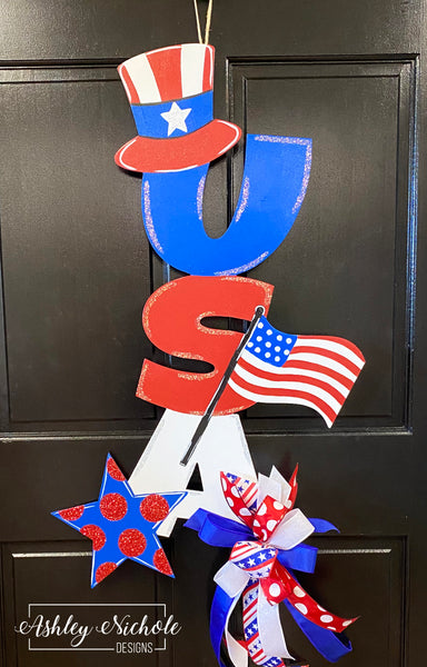 Patriotic USA Door Hanger (Hand-Painted)