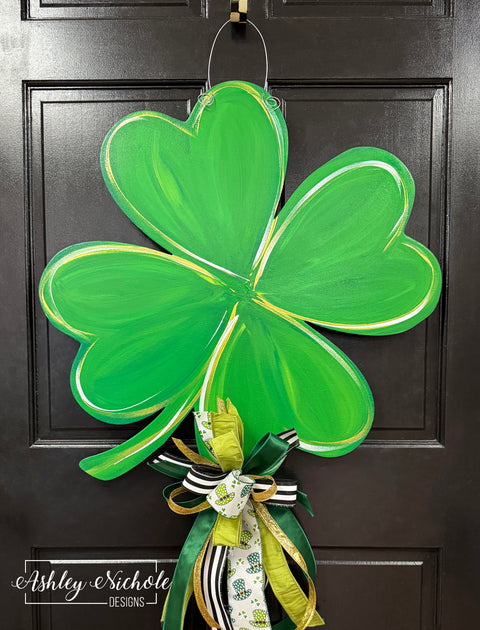 Lucky Charm Clover - St. Patrick's Day - Door Hanger (Hand-Painted)