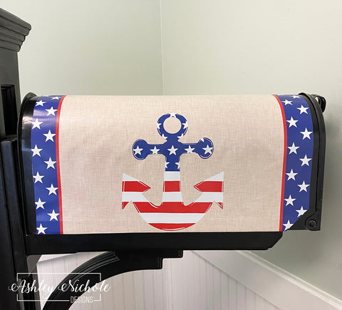 Patriotic Anchor - Magnetic Vinyl Mailbox Cover