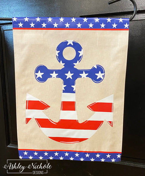 Patriotic Anchor - Vinyl Garden Flag