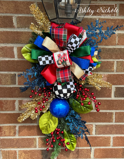 26" Decorated Evergreen Lantern Swag - Matching - Festive Holiday Nutcracker