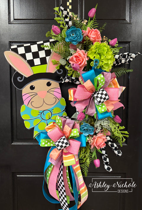 Bunny - Checkered Top Hat - Wreath