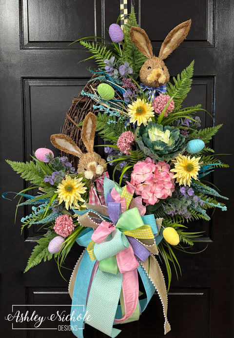 Garden Bunnies Easter Wreath