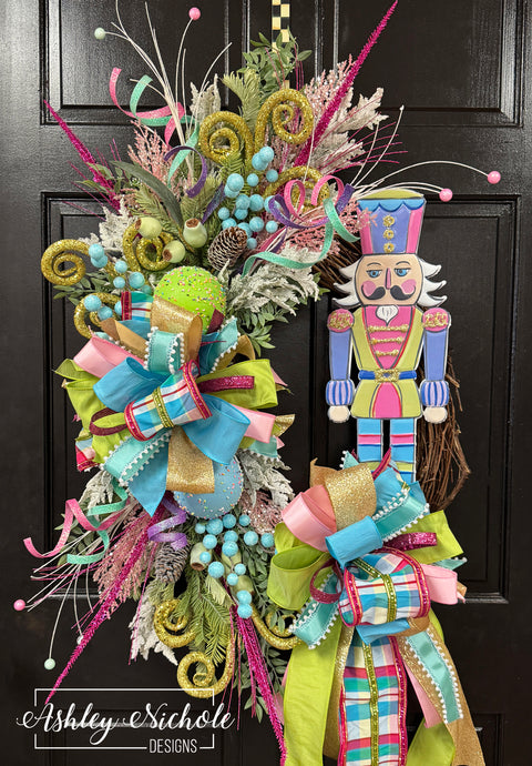Sugar Plum Pastel Nutcracker Wreath