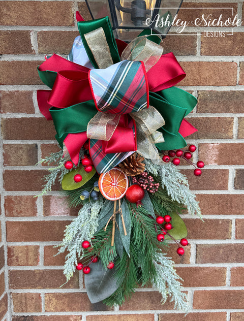 26" Decorated Evergreen Lantern Swag - Williamsburg Christmas Style