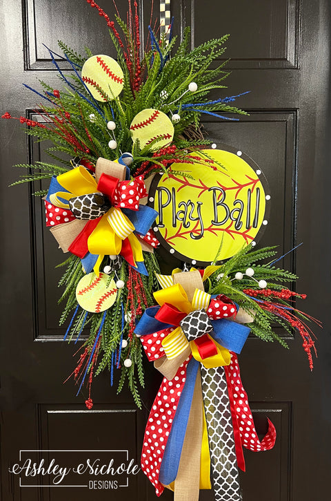 Play Ball Softball Wreath