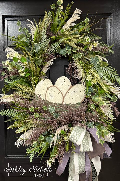 Cozy Nest of Speckled Eggs Wreath