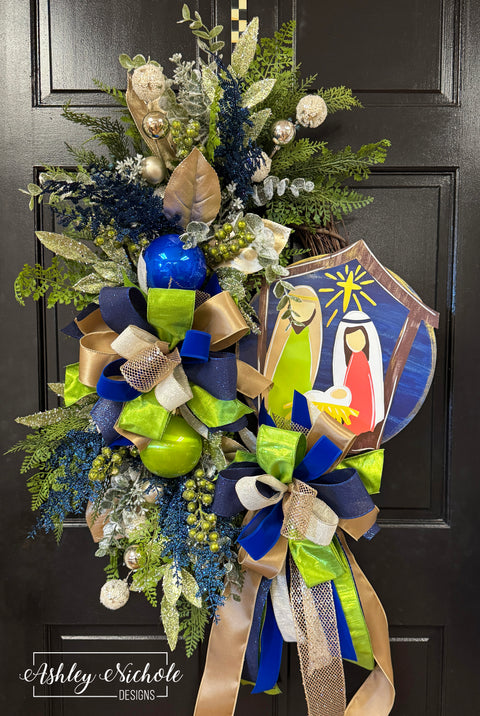 Nativity Scene Christmas Wreath
