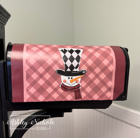 Classy Winter Snowman - Magnetic Vinyl Mailbox Cover