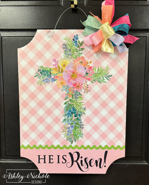 Floral Cross Plaque - Door Hanger (UV PRINTED Only)