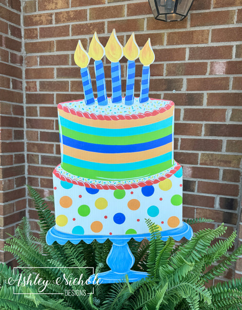 Birthday Celebration Cake - Boy - Corrugated Coroplast Yard Stake