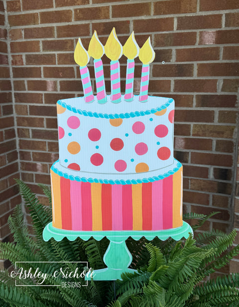 Birthday Celebration Cake - Girl - Corrugated Coroplast Yard Stake
