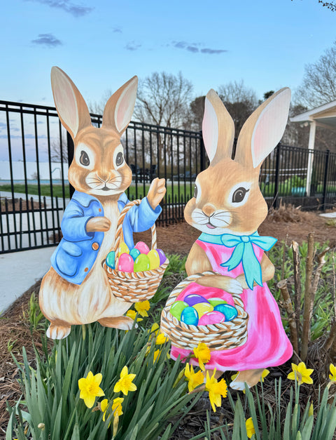 Peter & Flopsy Cottontail - Easter - Corrugated Coroplast Yard Stake