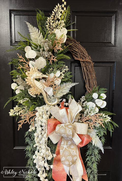 *READY to SHIP* - Ivory Tide Seahorse Wreath