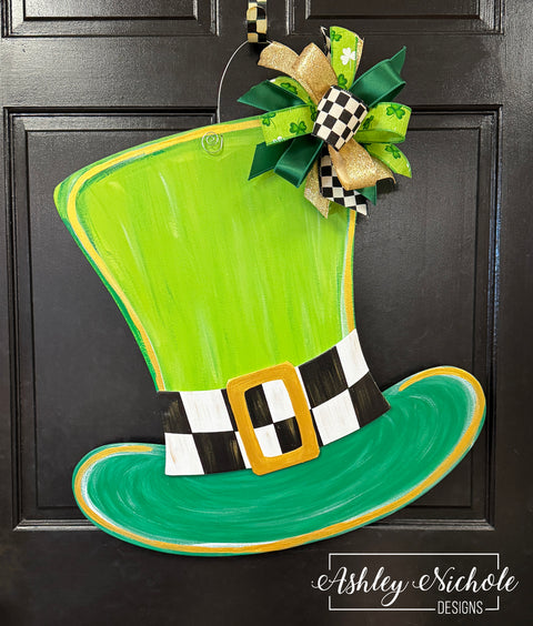 Luck of the Irish - St. Patrick's Day HAT - Door Hanger (Hand-Painted)