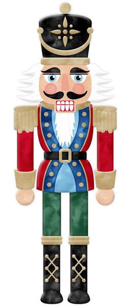 24" x 8.2" Bright Nutcracker Metal Sign - Red, Blue & Emerald