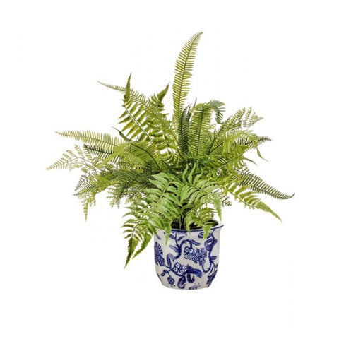 20" Natural Touch Mixed Fern in Ceramic Pot - Two Tone Green