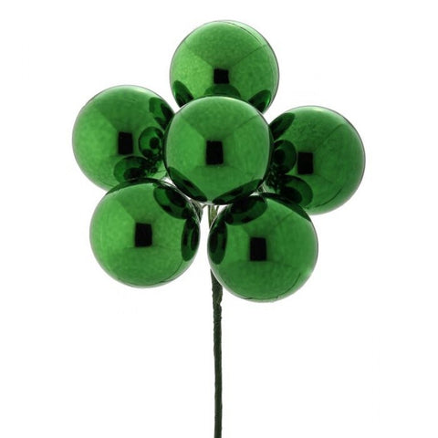 40mm Shiny Stem Ball Pick x6 - Green