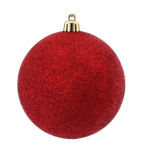 140 MM - Large Glitter Ball Ornament - Red