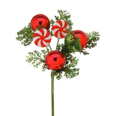 9.5" VP Ball, Lollipop & Fern Pick - Red & White