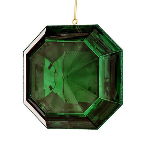 6" Acrylic Square Precious Gem Ornament - Emerald