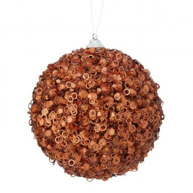 4.5" Sequin Glamour Ball Ornament - Copper