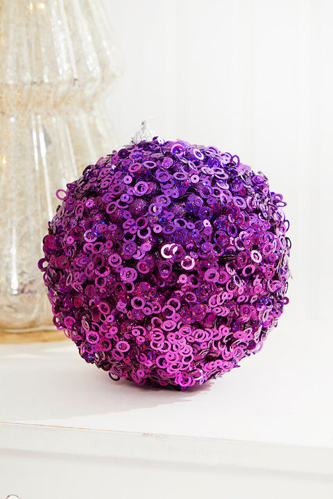 4.5" Sequin Glamour Ball Ornament - Purple